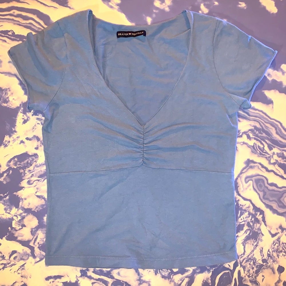 sweetheart line periwinkle blue shirt